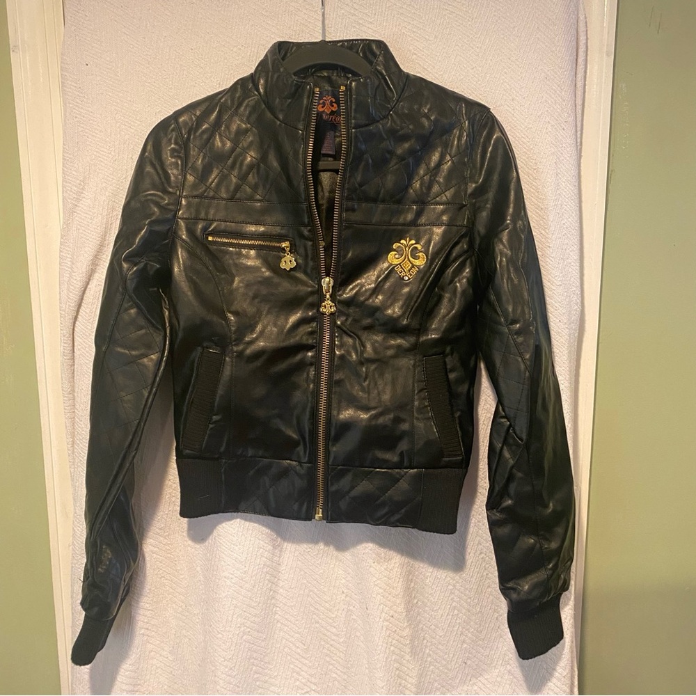 DEREON The Outerwear Collection Women's Size M Medium Faux Leather Black Jacket